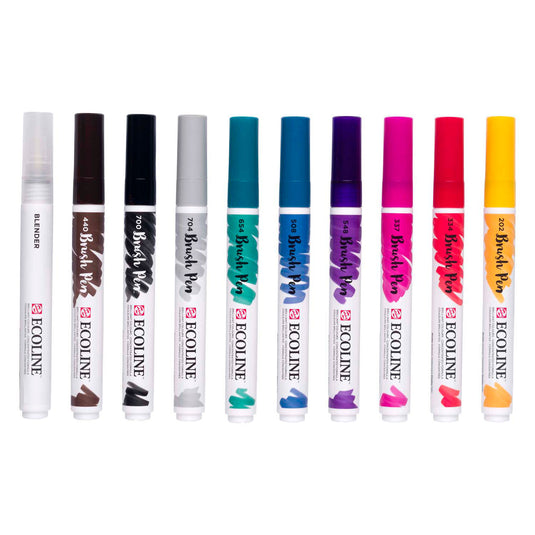 Bruynzeel ecoline brush pen set galaxy, 10 kleuren