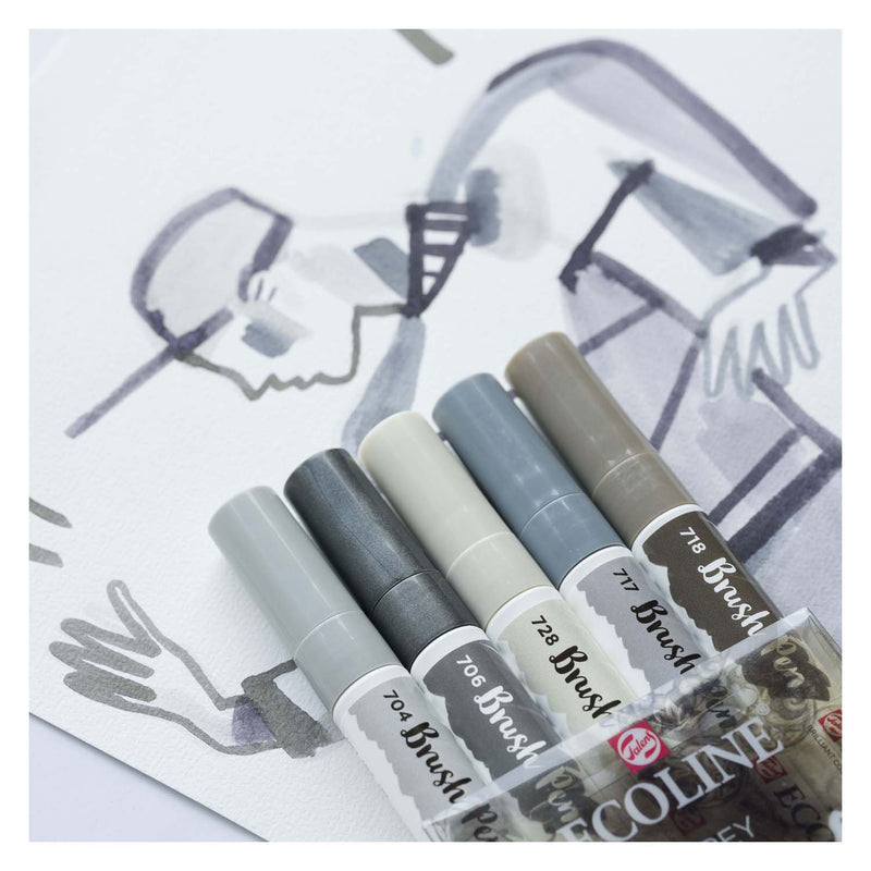 Load image into Gallery viewer, Ecoline brush pen set schaduw| 5 colours

