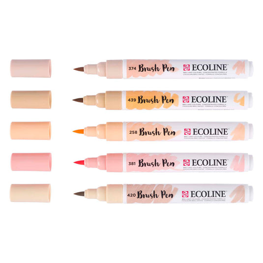 Ecoline brush pen set portret, 5 kleuren