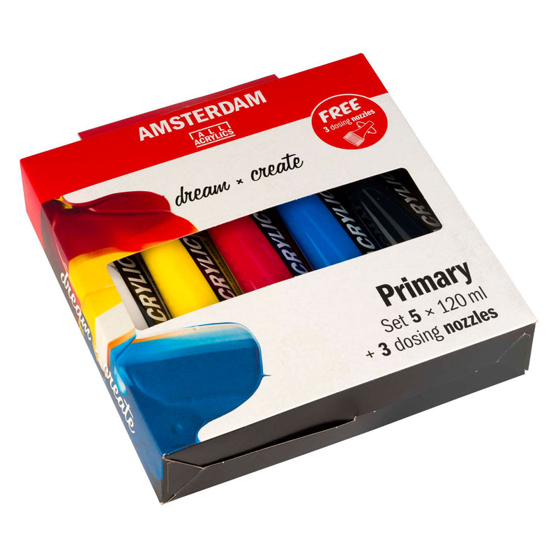 Load image into Gallery viewer, Amsterdam standard series acrylverf primaire set | 5 x 120 ml + 3 doseertuiten
