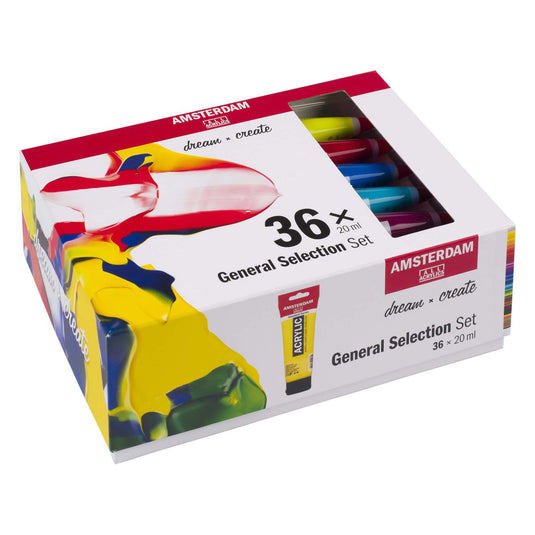 Bruynzeel amsterdam standard series acrylverf algemene selectie set 20ml, 36dlg.