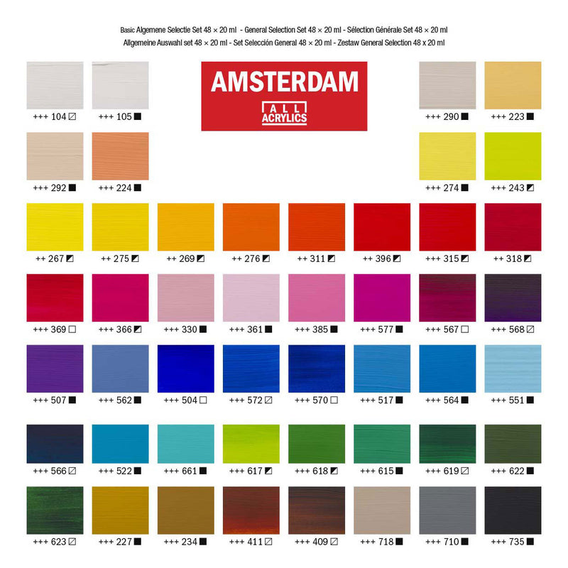 Load image into Gallery viewer, Bruynzeel amsterdam standard series acrylverf algemene selectie set 20ml, 48dlg.
