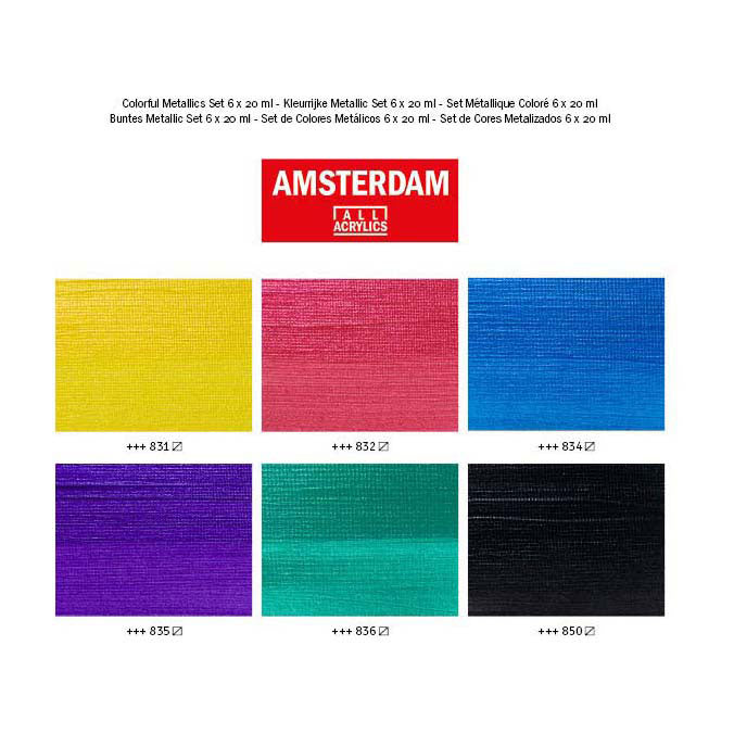 Load image into Gallery viewer, Bruynzeel amsterdam standard series acrylverf kleurrijke metallic set 20ml, 6dlg.
