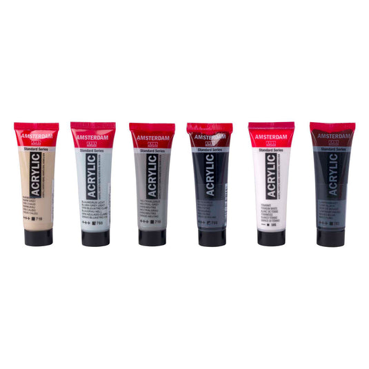 Bruynzeel amsterdam standard series acrylverf grijstinten set 20ml, 6dlg.
