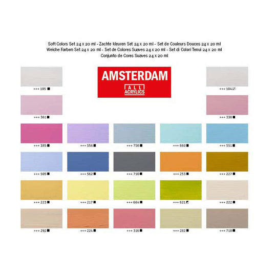Bruynzeel amsterdam standard series acrylverf zachte kleuren set 20ml, 24dlg.