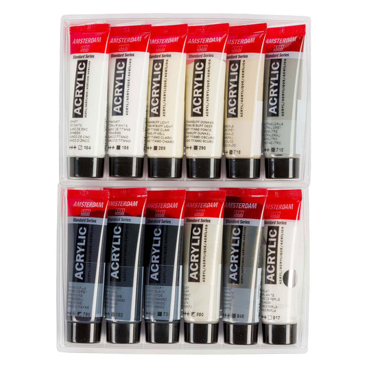 Bruynzeel amsterdam standard series acrylverf grijze set 20ml, 12dlg.