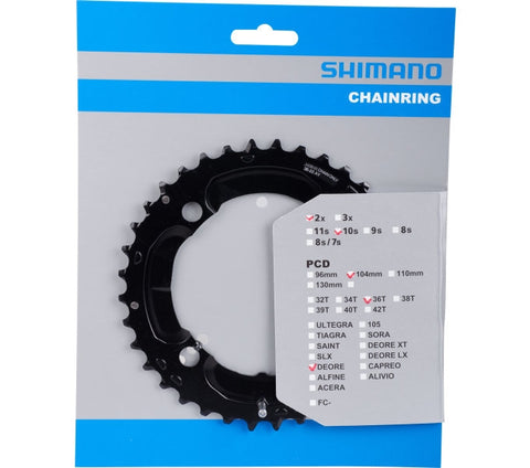 chainring Deore FC-M617 36T-AY 2x10S 104 mm black