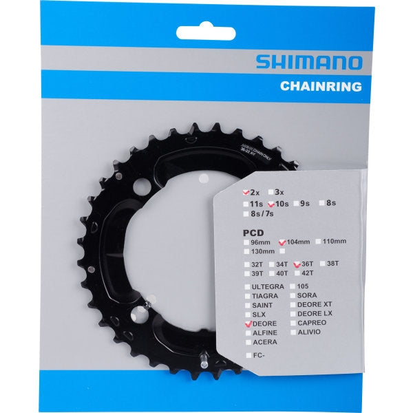 chainring Deore FC-M617 36T-AY 2x10S 104 mm black