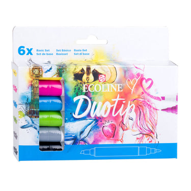 Talens ecoline duotip markers basisset, 6dlg.