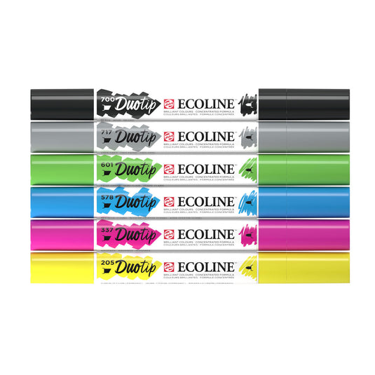 Ecoline duotip markers basisset, 6dlg.