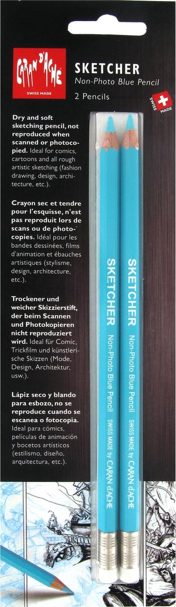 Caran d'ache sketcher non-photo blue pencil 2 stuks