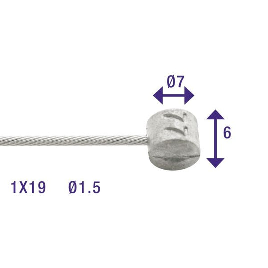 Elvedes rem binnenkabel 2250mm gegalvaniseerd ø1,5mm t-nippel (op kaart)