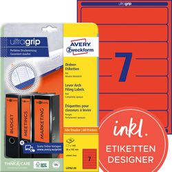 Rugetiketten avery l4762-20 zweckform rood 140 etiketten