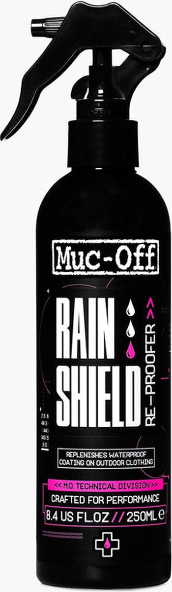 Muc-off rain shield re-roofer motor fiets kleding waterdichte coating 250ml spray - 20506