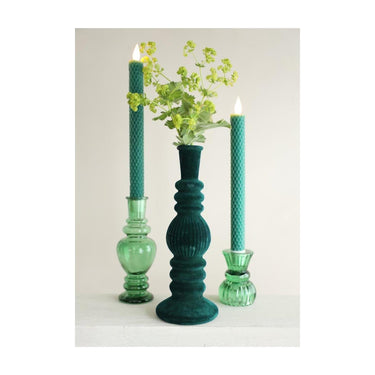 Ideas 4 seasons kandelaar venice velvet flock donkergroen ã˜5xh11cm