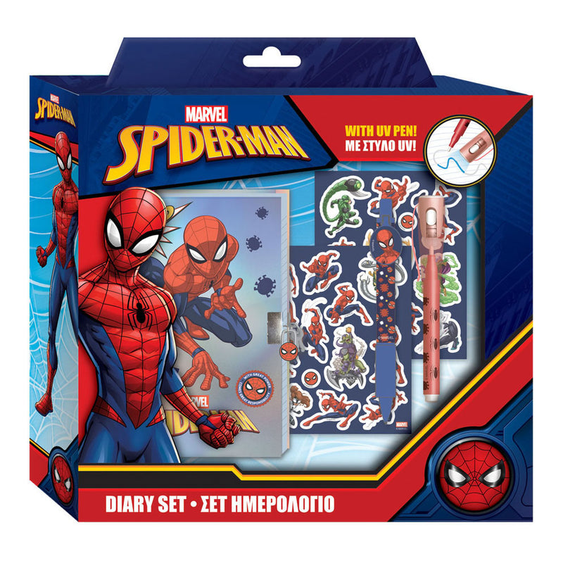 Load image into Gallery viewer, Spiderman dagboek met slot, magische pennen en stickers
