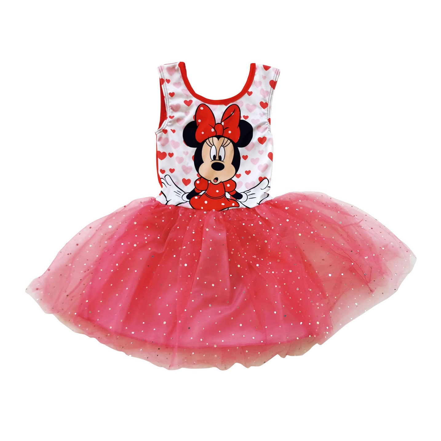 Disney balletjurk minnie mouse, rood met hartjes