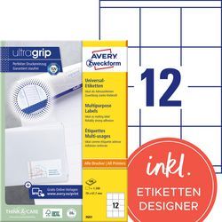 Universele etiketten avery zweckform 3661 70x67,7mm wit