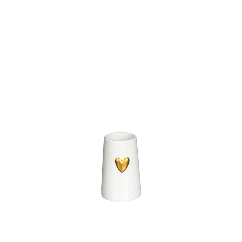 Load image into Gallery viewer, Ideas 4 seasons vaas wit met goudenhart ã˜6 h.9 cm keramiek
