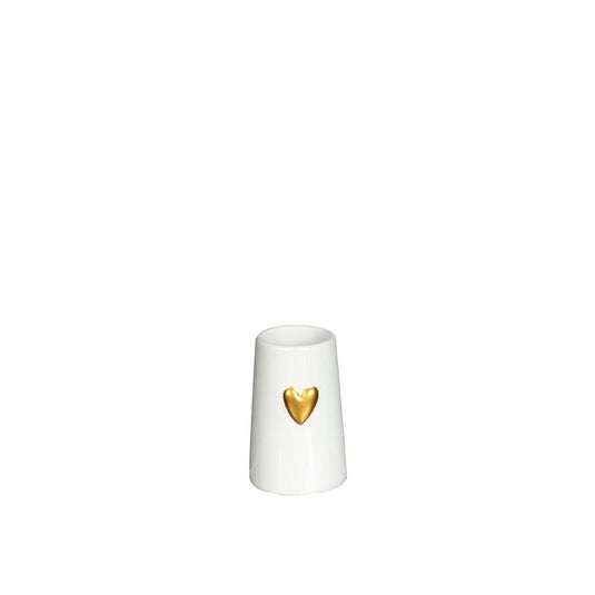 Ideas 4 seasons vaas wit met goudenhart ã˜6 h.9 cm keramiek
