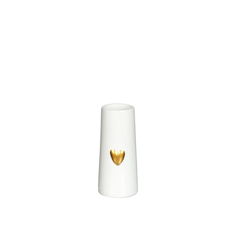 Load image into Gallery viewer, Ideas 4 seasons vaas wit met goudenhart ã˜6 h.13 cm keramiek
