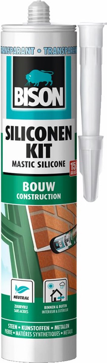 Load image into Gallery viewer, Bison siliconenkit bouw transparant koker 300 ml blijvend elastisch, waterbestendig, alle bouwafdichtingen
