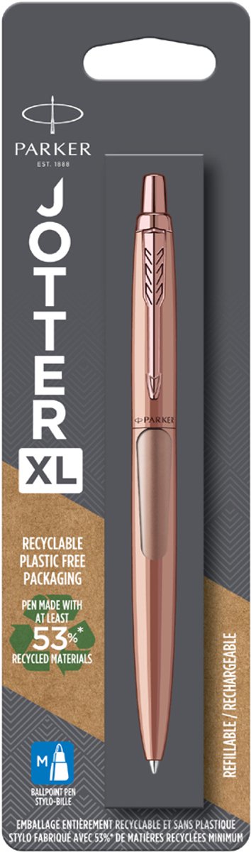Parker jotter xl-balpen | monochroom mat roségoud | medium punt | blauwe inkt