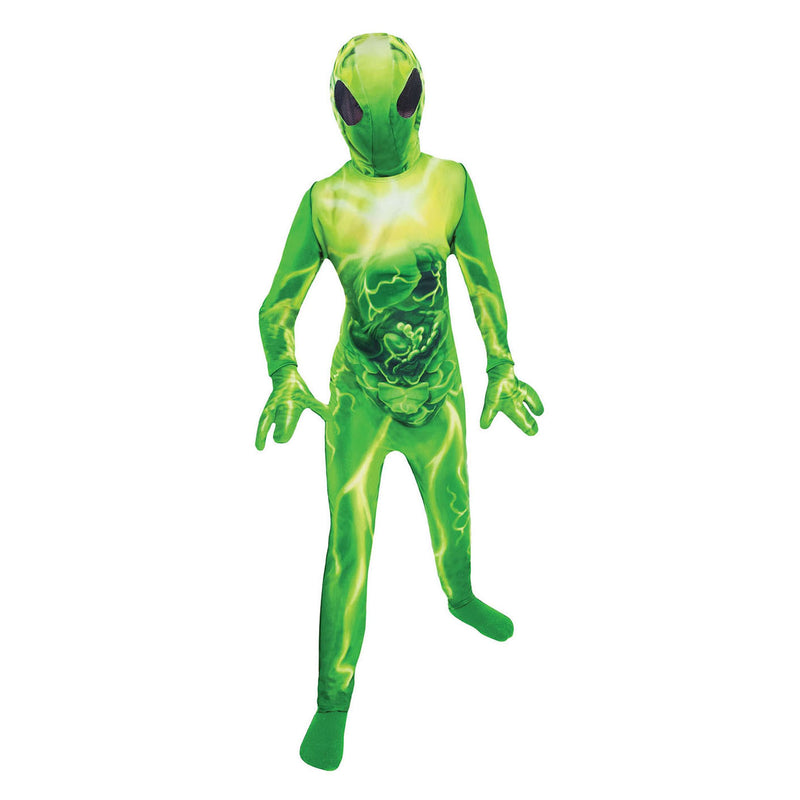 Load image into Gallery viewer, Kinderkostuum alien groen, 4-6 jaar

