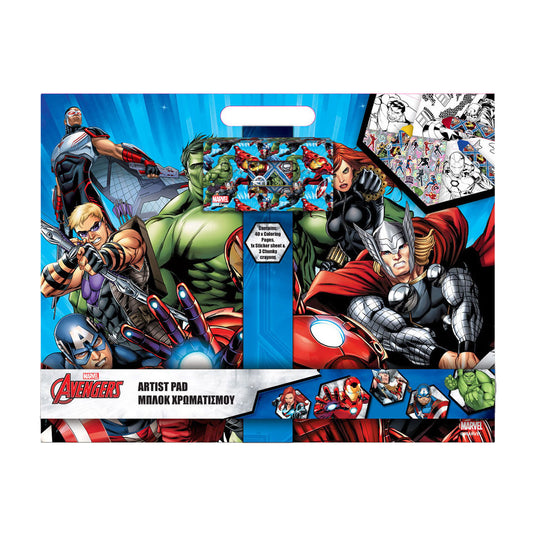 Tekenblok avengers met stickers en 3 krijtjes, 40 vellen