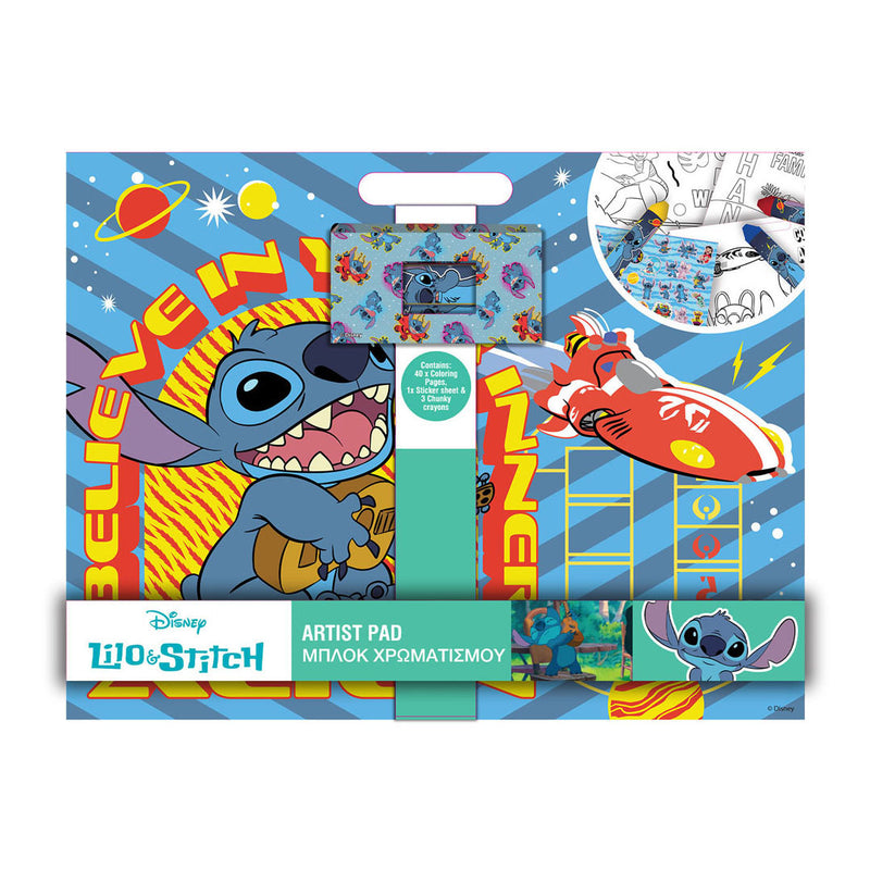 Afbeelding laden in galerijviewer, Tekenblok Lilo met Stickers en 3 Krijtjes, 40 Vellen
