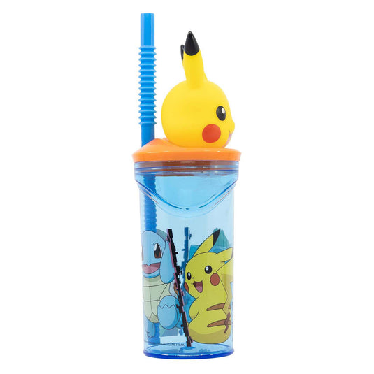 Stor 3d drinkfles met rietje pokémon, 360ml