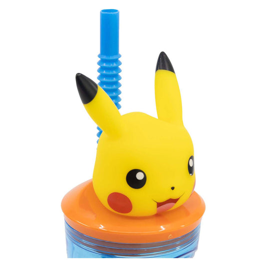 Stor 3d drinkfles met rietje pokémon, 360ml