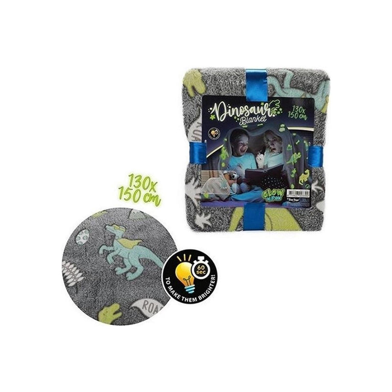 Load image into Gallery viewer, Toi-toys star toys glow in the dark dino deken 150x130 cm

