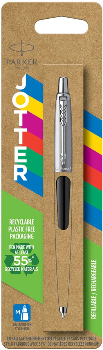 Parker jotter originals balpen - blauwe inkt - klassieke zwarte afwerking - medium punt - 1 stuks