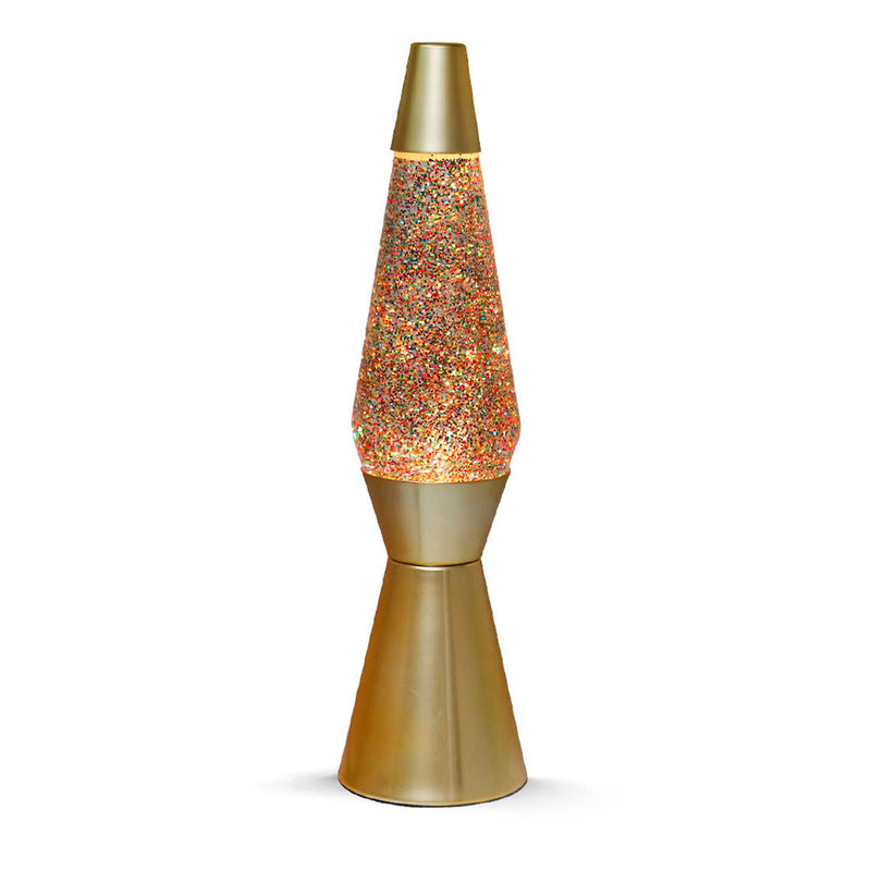 Load image into Gallery viewer, I-total lavalamp - lava lamp - sfeerlamp - 40x11 cm - glas aluminium - 30w - glitter - goud - xl1770
