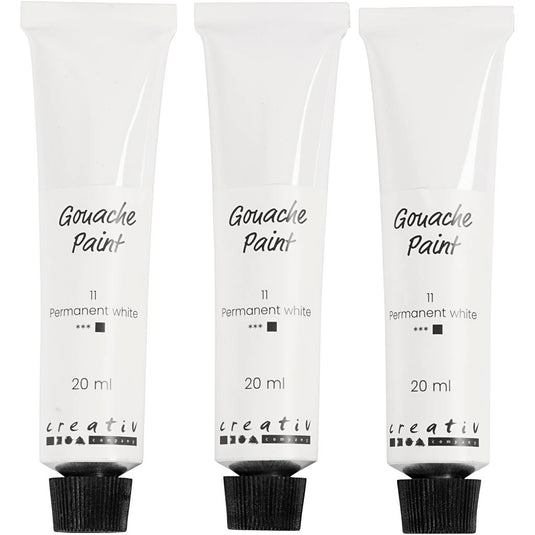 Creativ company gouacheverf wit - 3x20ml.