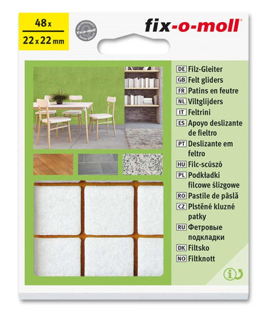 Fix-o-moll viltglijder 22x22mm 48 stuks wit