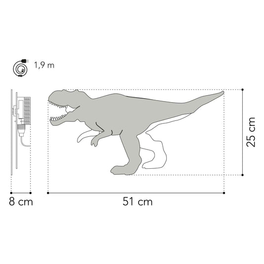 Van tjalle en jasper - dino wandlamp t-rex - hout