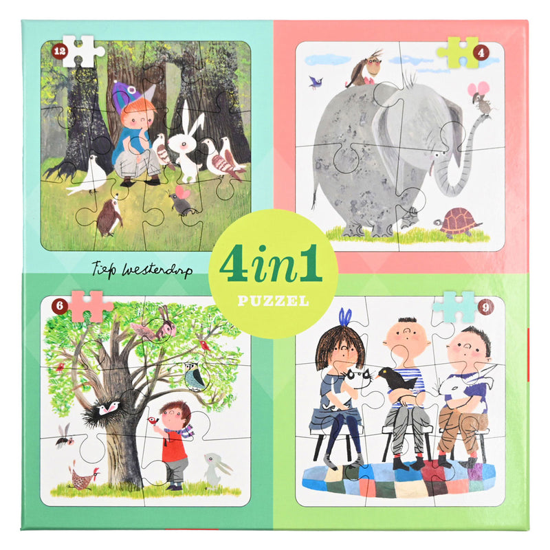 Load image into Gallery viewer, Lobbes dieren van fiep 4in1 puzzel
