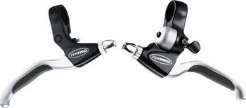 Tektro CL530TS+CL533RT V-brake brake lever set 4-finger black/satin with bell (hanging packaging)