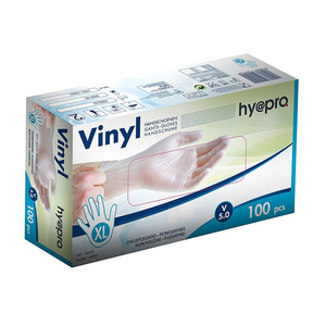 Hy@pro 1063553 - handschoen vinyl x-large wit gepoederd in doos van 100st | 5 stuks