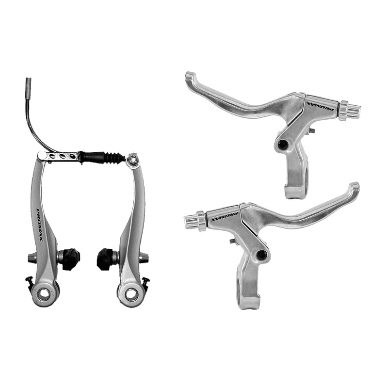 Load image into Gallery viewer, remset V-brake met remgrepen aluminium zilver
