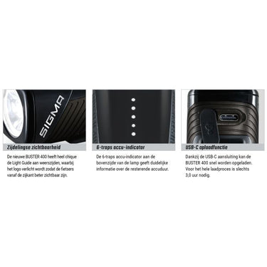 Sigma koplamp Buster 400 LED Li-ion accu USB