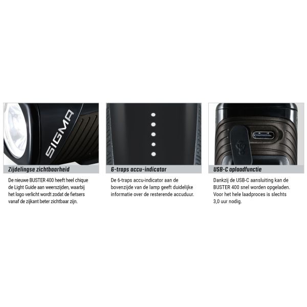 Load image into Gallery viewer, Sigma koplamp Buster 400 LED Li-ion accu USB
