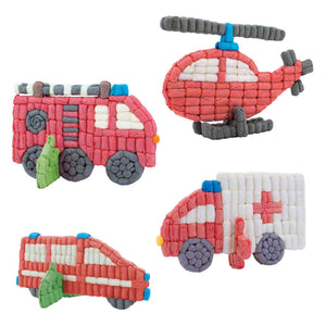 Playmais kaarten versieren brandweerwagen