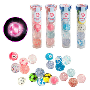 Toi-toys fun stuiterballen in koker 5 stuks (1 met licht) 4 assorti