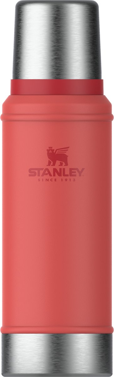 Stanley classic legendary thermosfles 750 ml - houdt 20 uur warm of koud - lekvrij - vaatwasserbestendig - bpa-vrij - voor koffie, thee en meer - roestvrijstalen thermoskan - hot coral
