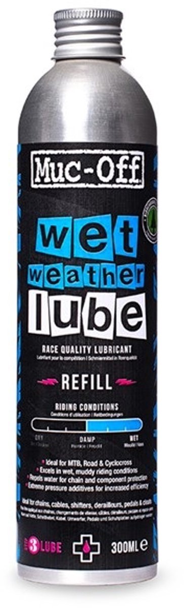 Muc-off wet lube - kettingolie - fietsketting smeermiddel - 300ml - duurzaam - voor natte en modderige omstandigheden