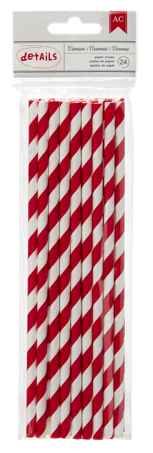 American crafts • paper straws 4 crimson stripe