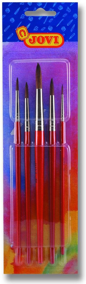 Gerimport set van 5x stuks hobby schilder penselen rond - verf penselen kwasten voor kinderen